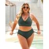 imageBlooming Jelly Womens High Waisted Bikini Sets Drawstring Tummy Control Swimsuits Crisscross Tie Back Bathing SuitGreen