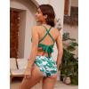 imageBlooming Jelly Womens High Waisted Bikini Sets Drawstring Tummy Control Swimsuits Crisscross Tie Back Bathing SuitGreen Floral