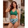 imageBlooming Jelly Womens High Waisted Bikini Sets Drawstring Tummy Control Swimsuits Crisscross Tie Back Bathing SuitGreen Floral