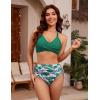 imageBlooming Jelly Womens High Waisted Bikini Sets Drawstring Tummy Control Swimsuits Crisscross Tie Back Bathing SuitGreen Floral