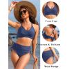 imageBlooming Jelly Womens High Waisted Bikini Sets Drawstring Tummy Control Swimsuits Crisscross Tie Back Bathing SuitHaze Blue
