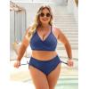 imageBlooming Jelly Womens High Waisted Bikini Sets Drawstring Tummy Control Swimsuits Crisscross Tie Back Bathing SuitHaze Blue