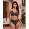 imageBlooming Jelly Womens High Waisted Bikini Sets Drawstring Tummy Control Swimsuits Crisscross Tie Back Bathing SuitPolka Dot