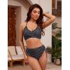 imageBlooming Jelly Womens High Waisted Bikini Sets Drawstring Tummy Control Swimsuits Crisscross Tie Back Bathing SuitPolka Dot