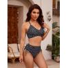 imageBlooming Jelly Womens High Waisted Bikini Sets Drawstring Tummy Control Swimsuits Crisscross Tie Back Bathing SuitPolka Dot