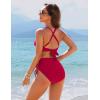 imageBlooming Jelly Womens High Waisted Bikini Sets Drawstring Tummy Control Swimsuits Crisscross Tie Back Bathing SuitRed
