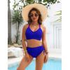 imageBlooming Jelly Womens High Waisted Bikini Sets Drawstring Tummy Control Swimsuits Crisscross Tie Back Bathing SuitRoyal Blue