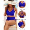 imageBlooming Jelly Womens High Waisted Bikini Sets Drawstring Tummy Control Swimsuits Crisscross Tie Back Bathing SuitRoyal Blue