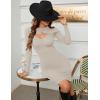 imageBlooming Jelly Womens Long Sleeve Sweater Dress Sexy Cut Out Bodycon Mini Fall Dress Trendy Ribbed Knit Ladies Winter SweaterApricot