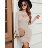 imageBlooming Jelly Womens Long Sleeve Sweater Dress Sexy Cut Out Bodycon Mini Fall Dress Trendy Ribbed Knit Ladies Winter SweaterApricot