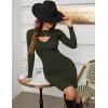 imageBlooming Jelly Womens Long Sleeve Sweater Dress Sexy Cut Out Bodycon Mini Fall Dress Trendy Ribbed Knit Ladies Winter SweaterArmy Green