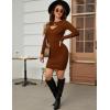 imageBlooming Jelly Womens Long Sleeve Sweater Dress Sexy Cut Out Bodycon Mini Fall Dress Trendy Ribbed Knit Ladies Winter SweaterBrown