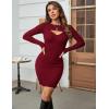 imageBlooming Jelly Womens Long Sleeve Sweater Dress Sexy Cut Out Bodycon Mini Fall Dress Trendy Ribbed Knit Ladies Winter SweaterBurgundy