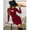 imageBlooming Jelly Womens Long Sleeve Sweater Dress Sexy Cut Out Bodycon Mini Fall Dress Trendy Ribbed Knit Ladies Winter SweaterBurgundy