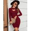 imageBlooming Jelly Womens Long Sleeve Sweater Dress Sexy Cut Out Bodycon Mini Fall Dress Trendy Ribbed Knit Ladies Winter SweaterBurgundy