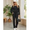 imageBlooming Jelly Womens Lounge Set Cute Long Sleeve Pajama Sets Casual 2 Piece Pj Outfit Fall Sleepwear PocketsBlack