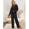 imageBlooming Jelly Womens Lounge Set Cute Long Sleeve Pajama Sets Casual 2 Piece Pj Outfit Fall Sleepwear PocketsBlack