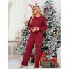 imageBlooming Jelly Womens Lounge Set Cute Long Sleeve Pajama Sets Casual 2 Piece Pj Outfit Fall Sleepwear PocketsRed
