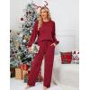 imageBlooming Jelly Womens Lounge Set Cute Long Sleeve Pajama Sets Casual 2 Piece Pj Outfit Fall Sleepwear PocketsRed