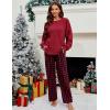 imageBlooming Jelly Womens Lounge Set Cute Long Sleeve Pajama Sets Casual 2 Piece Pj Outfit Fall Sleepwear PocketsRed Plaid