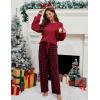 imageBlooming Jelly Womens Lounge Set Cute Long Sleeve Pajama Sets Casual 2 Piece Pj Outfit Fall Sleepwear PocketsRed Plaid