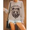 imageBlooming Jelly Womens Mama Sweatshirt Crewneck Loose Fit Soft Cute Long Sleeve Tops Ladies Graphic Casual Fall Mom ShirtsKhaki