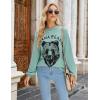 imageBlooming Jelly Womens Mama Sweatshirt Crewneck Loose Fit Soft Cute Long Sleeve Tops Ladies Graphic Casual Fall Mom ShirtsTurquoise