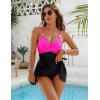 imageBlooming Jelly Womens One Piece Swimsuit Tummy Control Bathing Suit Gold Metal Tie Knot 2025 Swim DressBlack Pink