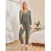 imageBlooming Jelly Womens Pajama Sets 2 Piece Textured Lounge Set Color Block Pj Sets Soft Sleepwear Pockets 2024Grey Green