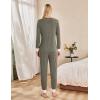 imageBlooming Jelly Womens Pajama Sets 2 Piece Textured Lounge Set Color Block Pj Sets Soft Sleepwear Pockets 2024Grey Green