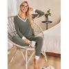 imageBlooming Jelly Womens Pajama Sets 2 Piece Textured Lounge Set Color Block Pj Sets Soft Sleepwear Pockets 2024Grey Green