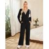 imageBlooming Jelly Womens Pajama Sets Lace V Neck Lounge Sets 2 Piece Loungewear Pj Set with Pockets 2024Black