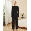 imageBlooming Jelly Womens Pajama Sets Lace V Neck Lounge Sets 2 Piece Loungewear Pj Set with Pockets 2024Black