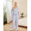 imageBlooming Jelly Womens Pajama Sets Lace V Neck Lounge Sets 2 Piece Loungewear Pj Set with Pockets 2024Light Blue