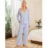 imageBlooming Jelly Womens Pajama Sets Lace V Neck Lounge Sets 2 Piece Loungewear Pj Set with Pockets 2024Light Blue