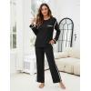 imageBlooming Jelly Womens Pajama Sets Long Sleeve 2 Piece Lounge Sets Soft Knit Pjs Cozy Sleepwear with PocketsBlack