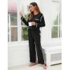 imageBlooming Jelly Womens Pajama Sets Long Sleeve 2 Piece Lounge Sets Soft Knit Pjs Cozy Sleepwear with PocketsBlack