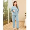 imageBlooming Jelly Womens Pajama Sets Long Sleeve 2 Piece Lounge Sets Soft Knit Pjs Cozy Sleepwear with PocketsBlue