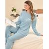 imageBlooming Jelly Womens Pajama Sets Long Sleeve 2 Piece Lounge Sets Soft Knit Pjs Cozy Sleepwear with PocketsBlue