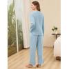 imageBlooming Jelly Womens Pajama Sets Long Sleeve 2 Piece Lounge Sets Soft Knit Pjs Cozy Sleepwear with PocketsBlue