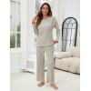 imageBlooming Jelly Womens Pajama Sets Long Sleeve 2 Piece Lounge Sets Soft Knit Pjs Cozy Sleepwear with PocketsLight Khaki