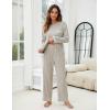 imageBlooming Jelly Womens Pajama Sets Long Sleeve 2 Piece Lounge Sets Soft Knit Pjs Cozy Sleepwear with PocketsLight Khaki