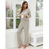 imageBlooming Jelly Womens Pajama Sets Long Sleeve 2 Piece Lounge Sets Soft Knit Pjs Cozy Sleepwear with PocketsLight Khaki