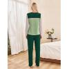 imageBlooming Jelly Womens Pajama Sets Long Sleeve Color Block 2 Piece Casual Lounge Sets Soft Pjs with PocketsGreen