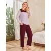imageBlooming Jelly Womens Pajama Sets Long Sleeve Color Block 2 Piece Casual Lounge Sets Soft Pjs with PocketsRed