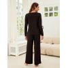 imageBlooming Jelly Womens Pajama Sets Pleated Long Sleeve 2 Piece Lounge Set Sleepwear Pj Sets with Pockets 2024Black