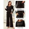 imageBlooming Jelly Womens Pajama Sets Pleated Long Sleeve 2 Piece Lounge Set Sleepwear Pj Sets with Pockets 2024Black