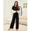 imageBlooming Jelly Womens Pajama Sets Pleated Long Sleeve 2 Piece Lounge Set Sleepwear Pj Sets with Pockets 2024Black