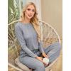 imageBlooming Jelly Womens Pajama Sets Pleated Long Sleeve 2 Piece Lounge Set Sleepwear Pj Sets with Pockets 2024Grey