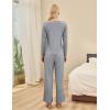 imageBlooming Jelly Womens Pajama Sets Pleated Long Sleeve 2 Piece Lounge Set Sleepwear Pj Sets with Pockets 2024Grey